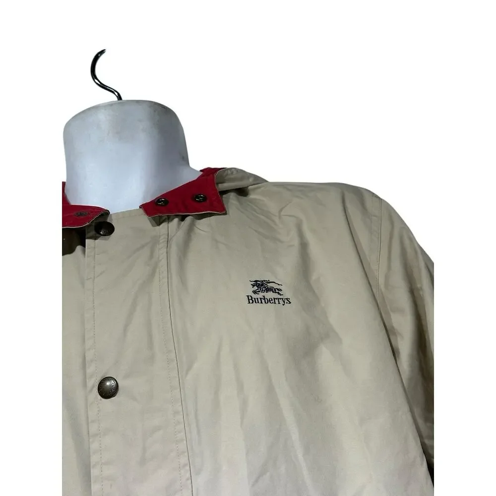 Vintage Burberrys Harrington Jacket Tan 150A Small Embroidered Logo Parka Coat